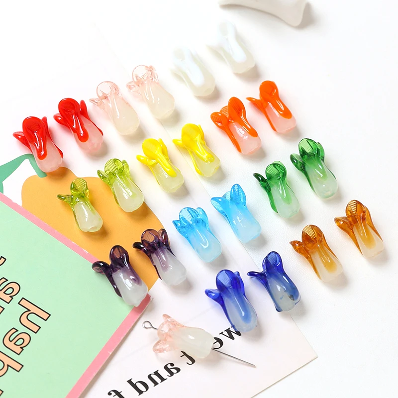 

10 pieces Simulated cabbage Colored glazed straight hole beads DIY jewelry earrings necklace accessories materials