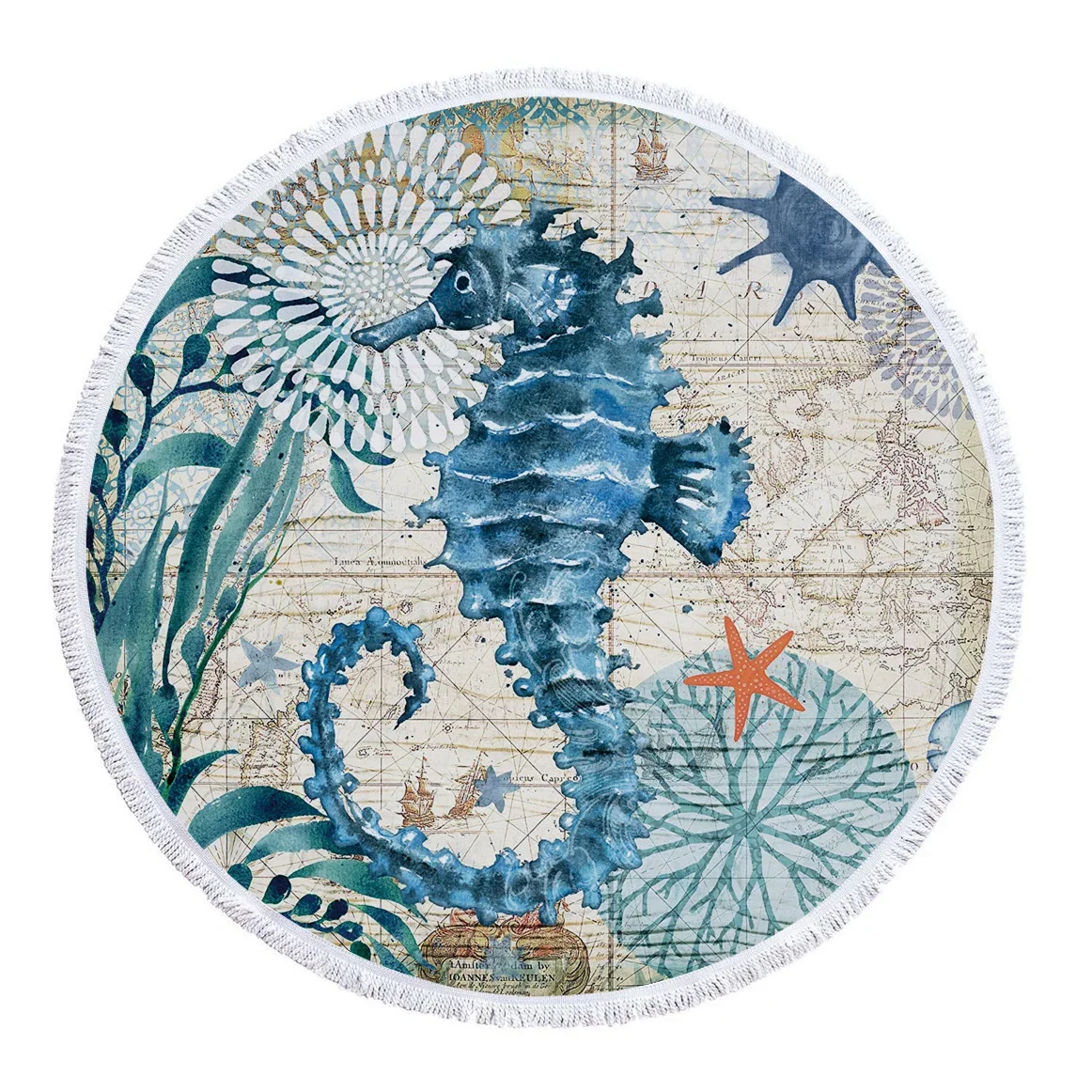 Sea Turtle Round Beach Towels Octopus Summer Thick Bath Towel Microfiber Fabric 150cm Size Swimming Travel Sport Adult Kids 6