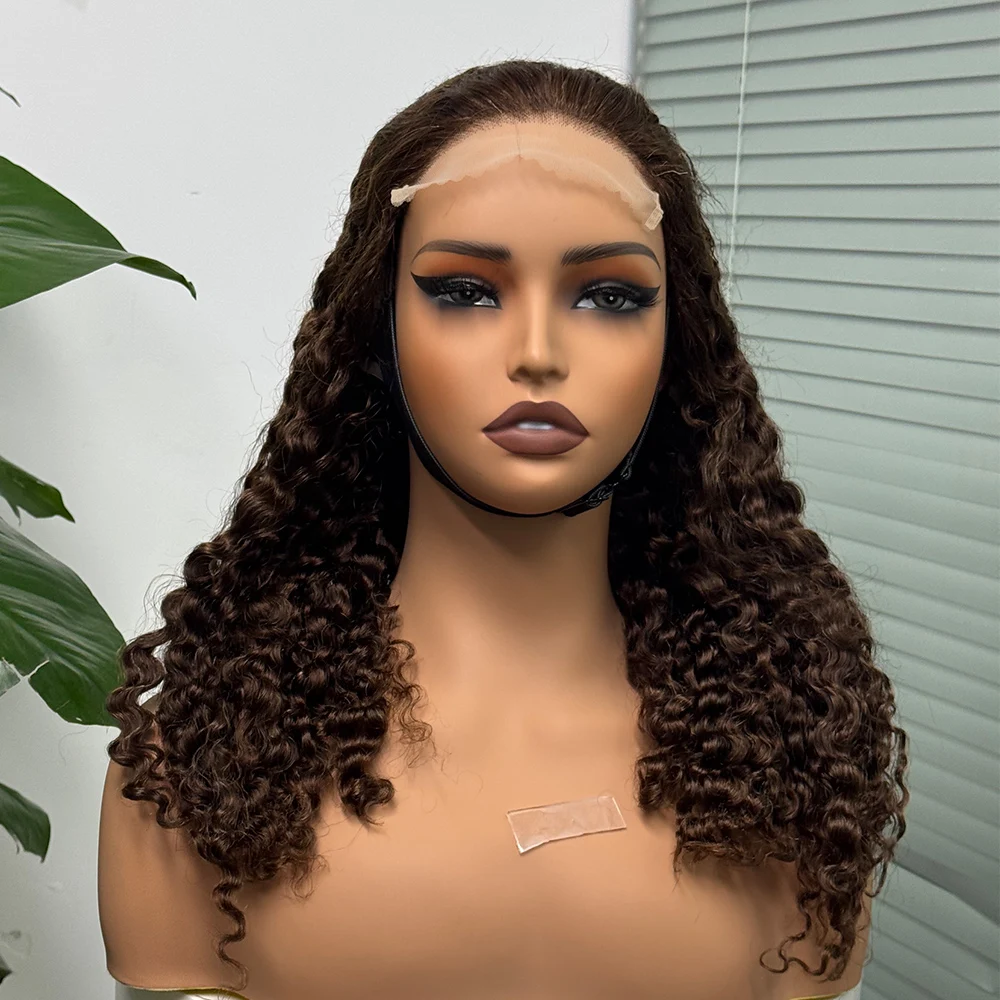 300% Density 5x5 Lace Burmese Deep Curly Hair Wig 99J Double Drawn Human Hair Wig Transparent Lace Front Wig for Black Women