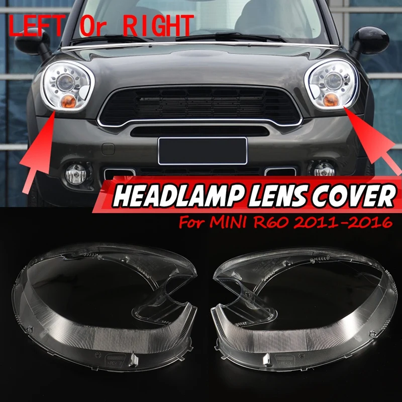 

For-BMW MINI R60 2011 2012 2013 - 2016 Side Car Headlight Lens Cover Headlamp Transparent Lampshade Shell Glass