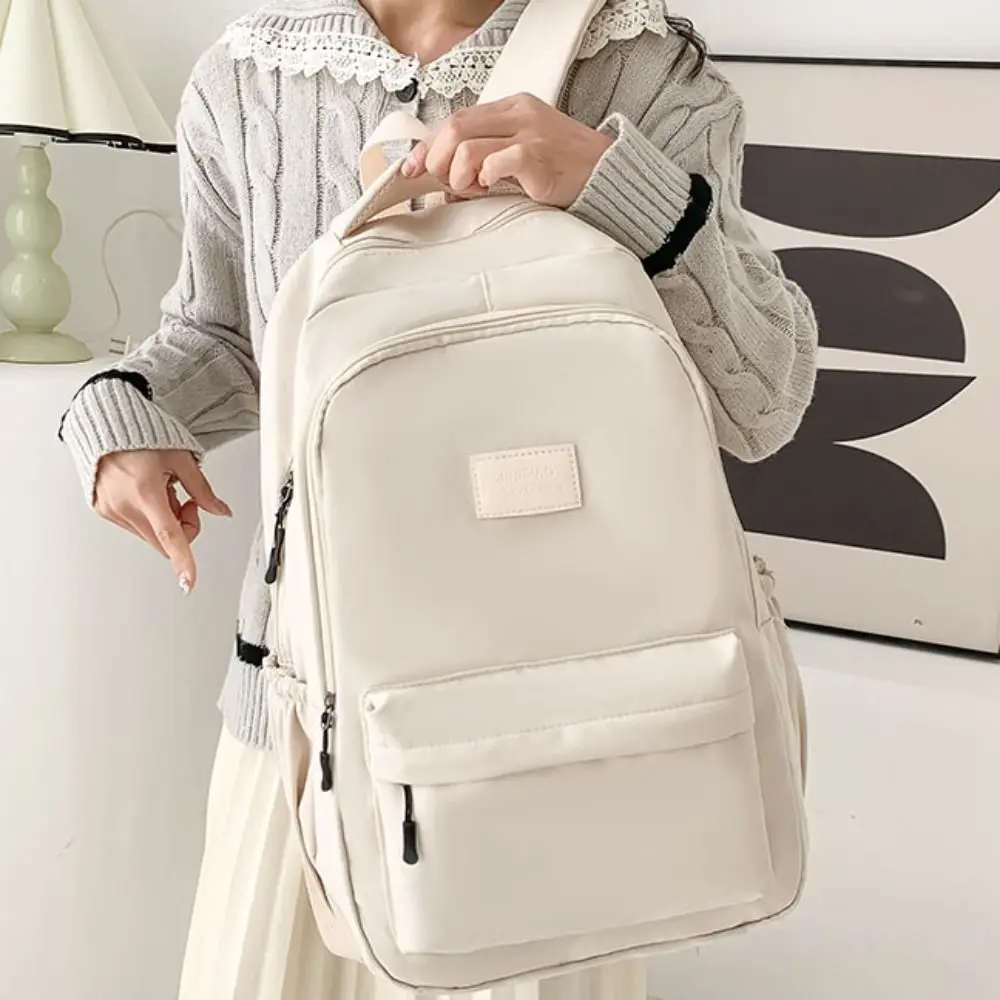 Durable Solid Color Laptop School Bag Simple Oxford Large Capacity Backpack Waterproof Daypack College Backpack Teenagers 4