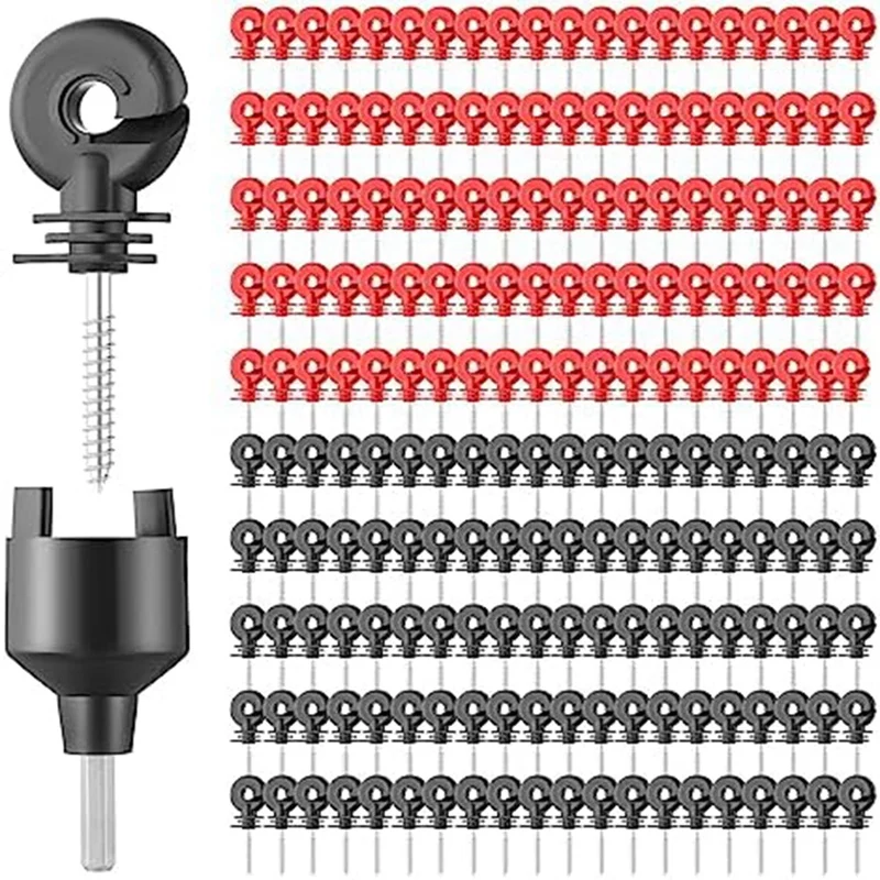 

200Pcs Electric Fence Insulator Screw Kit Self-Tapping Insulation Ring Band For Polyethylene Wire Steel Wire Aluminum Wire Set