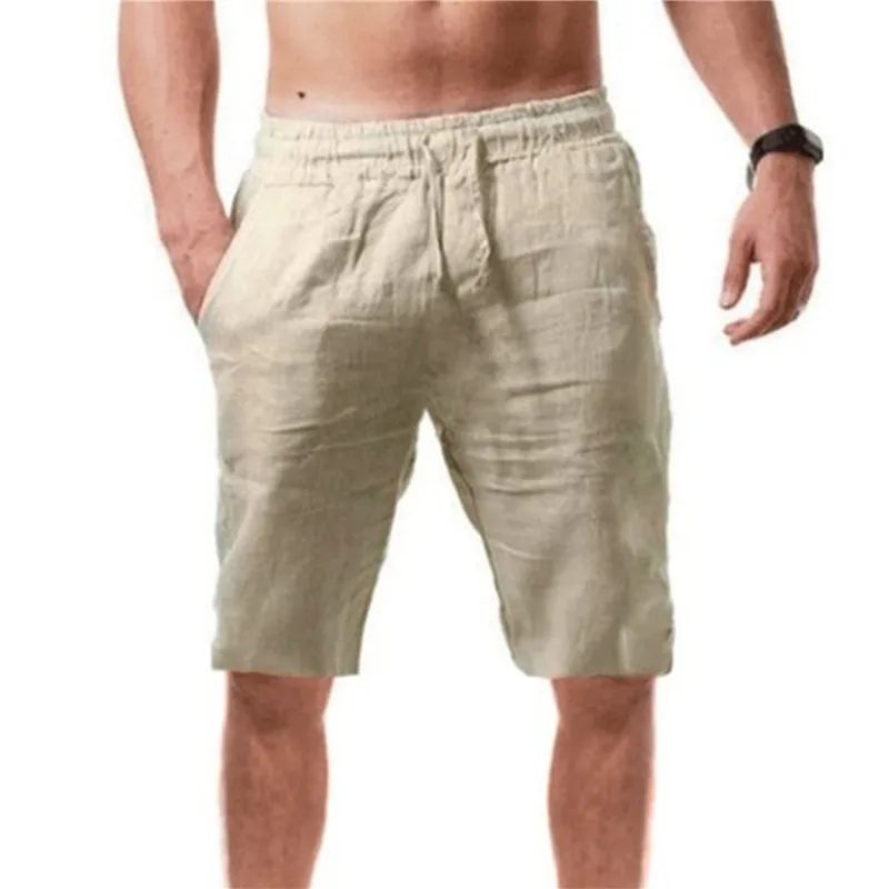 Men's Cotton Linen Shorts Pants Male Summer Breathable Solid Color Linen Short Trousers Fitness Streetwear S-3XL 6