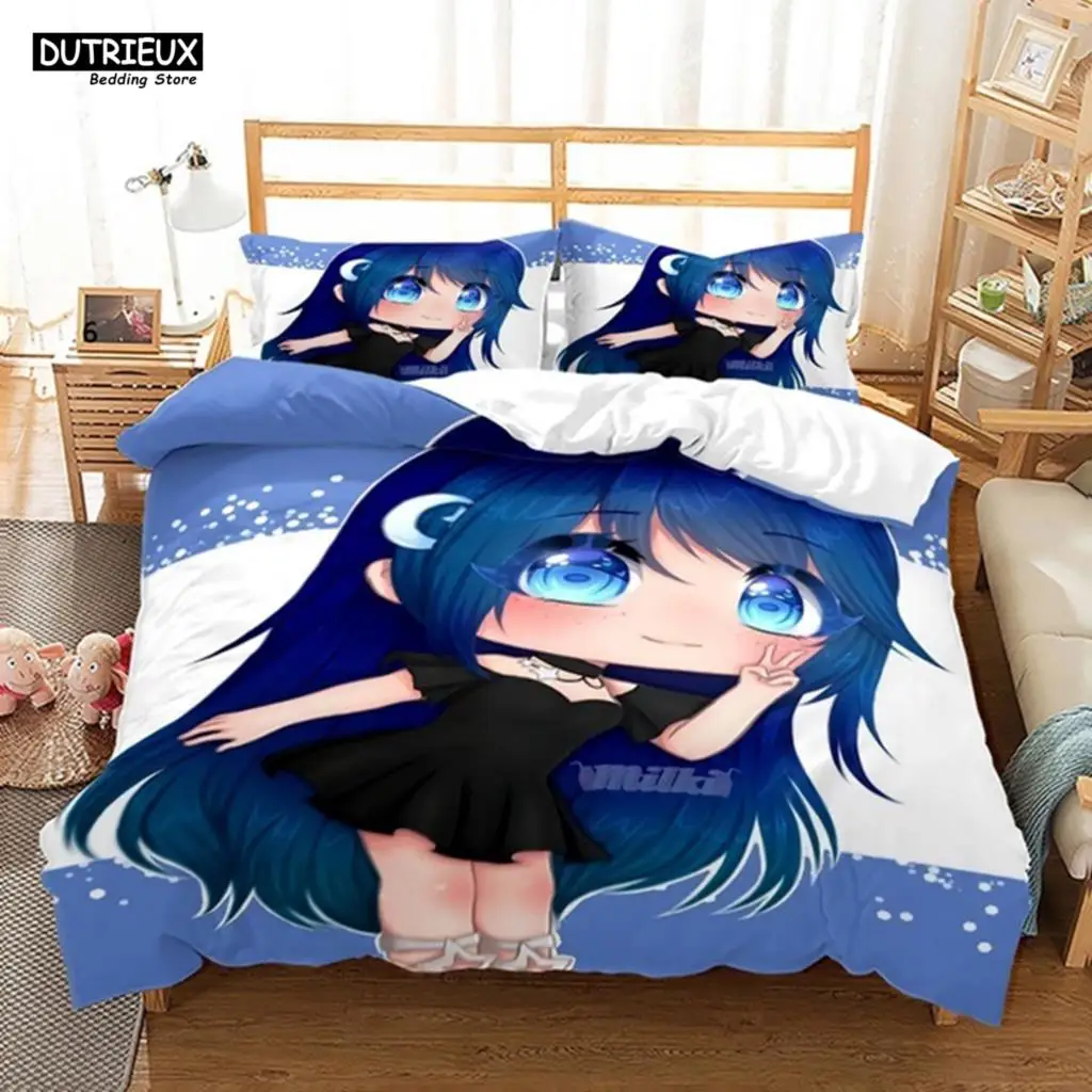 Conjunto de cama Gacha Life para adultos e crianças, capa de