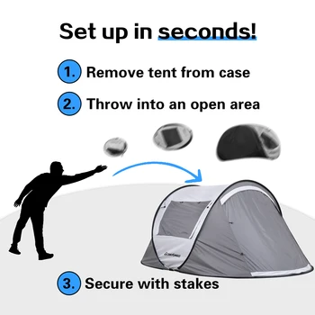 Camping tents are convenient to carry for 2 people White gray automatic opening pop up high quality tents 2