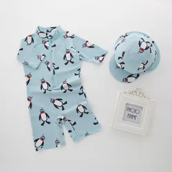 Unisex Infant & Toddler Swimwear Set with Cap - Sunscreen Beach Bathing Suit - 7for 115-130CM (Boy-71178)