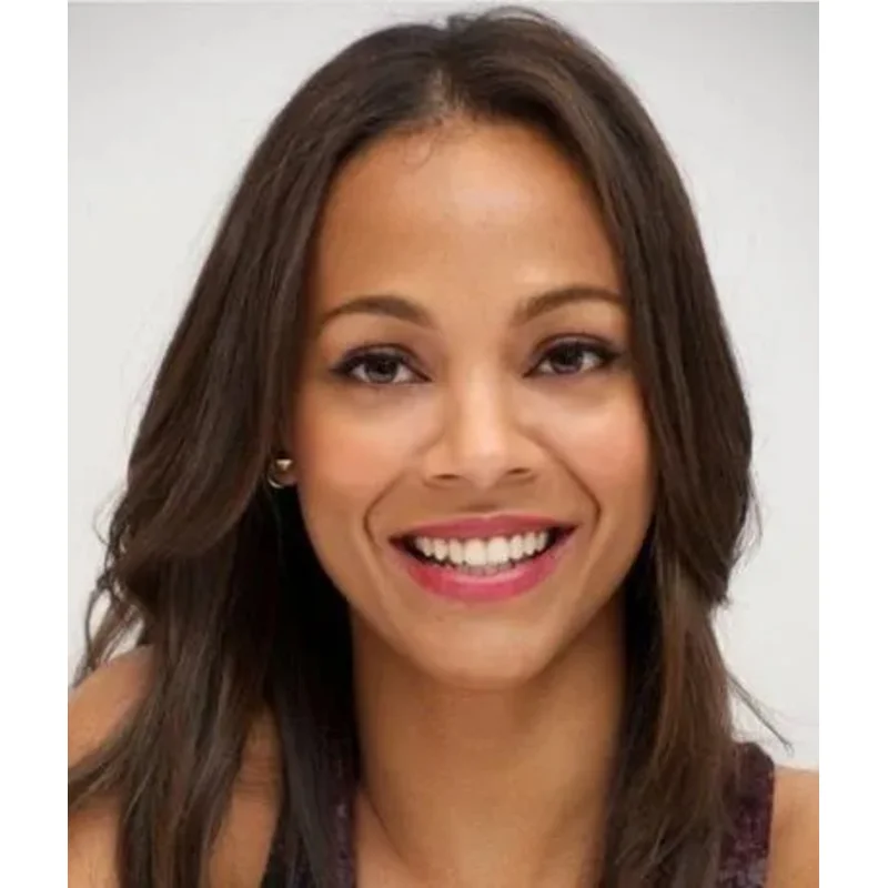 Zoe Saldana 미디엄 스트레이트 가발 16인치 다크 브라운