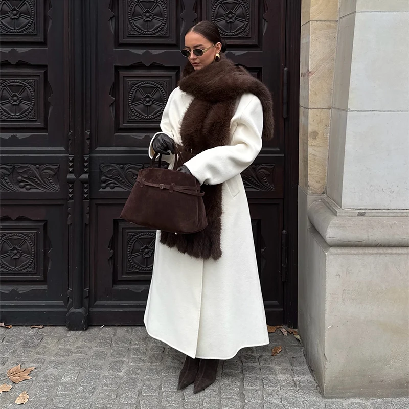 Chic Faux Pelz frauen Mäntel Elegante Revers Binden Gürtel Verdicken Volle Hülse Weibliche Jacken 2025, Herbst Winter Neue dame Streetwears – Detail 32