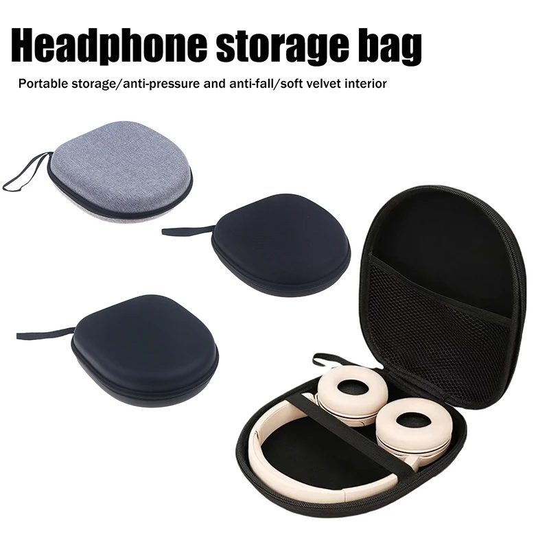 High-Capacity Shockproof Headphone Storage Case with Hard Shell EVA Zipper Design