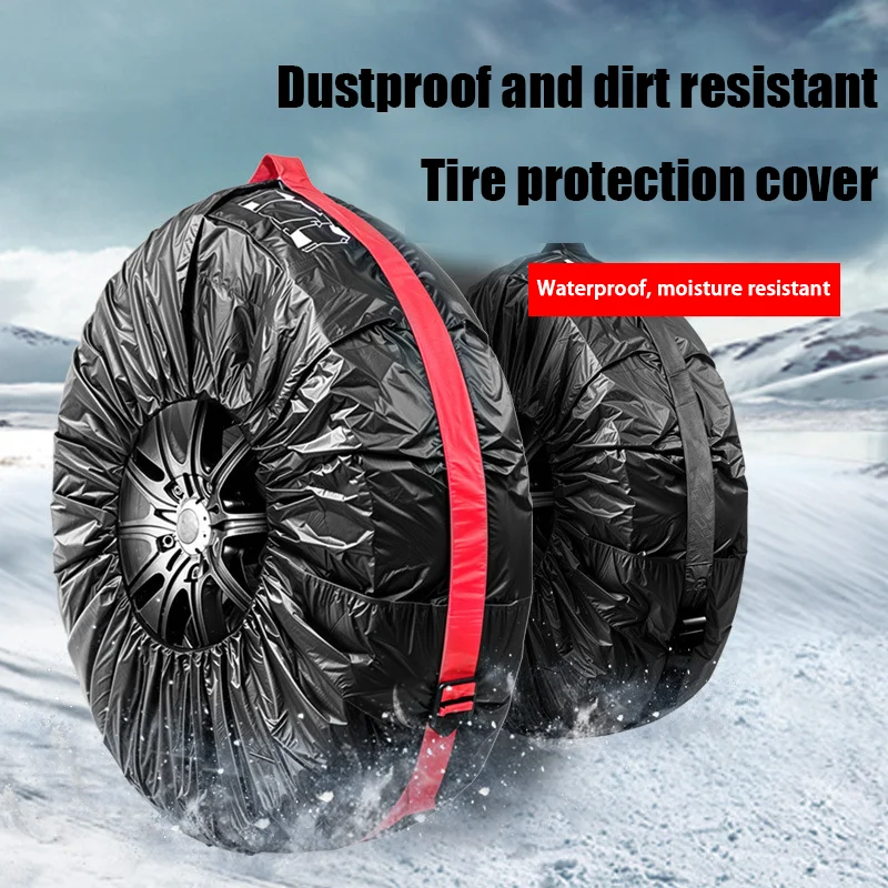 Universal 4Pcs Spare Tire Cover Case Polyester Car Tyre Storage Bags Automobile Tyre Accessories Auto Vehicle Wheel Protector