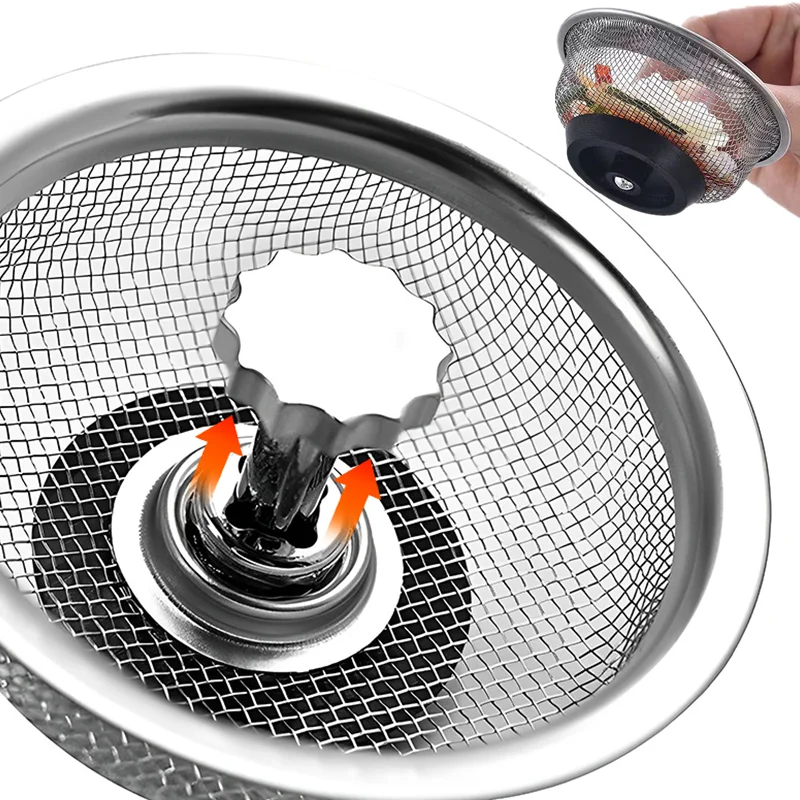 

1PCS Kitchen Sink Filter Stainless Steel Mesh Sink Strainer Filter Bathroom Sink Strainer Drain Hole Filter Trap Waste Screen