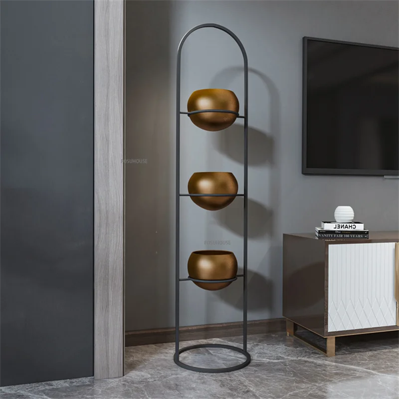 Modern Minimalist Black Iron Flower Shelf Indoor Living Room Green Dill Plant Shelf Flower Pot Stand Balcony Home Furniture Z