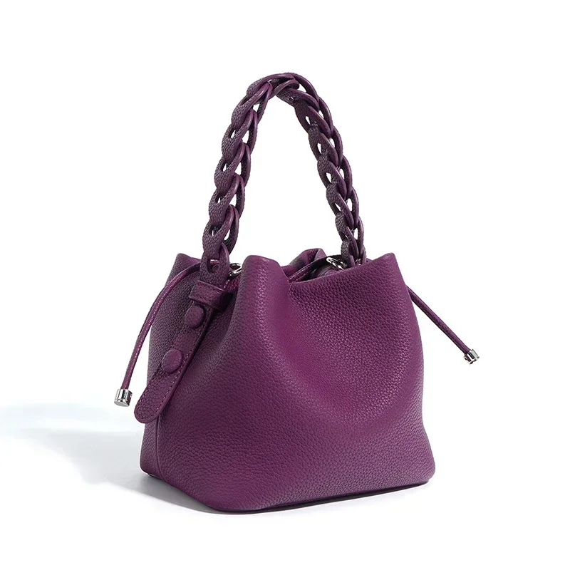 حقيبة دلو جديدة من الجلد الطبيعي حقيبة كتف أنيقة م...