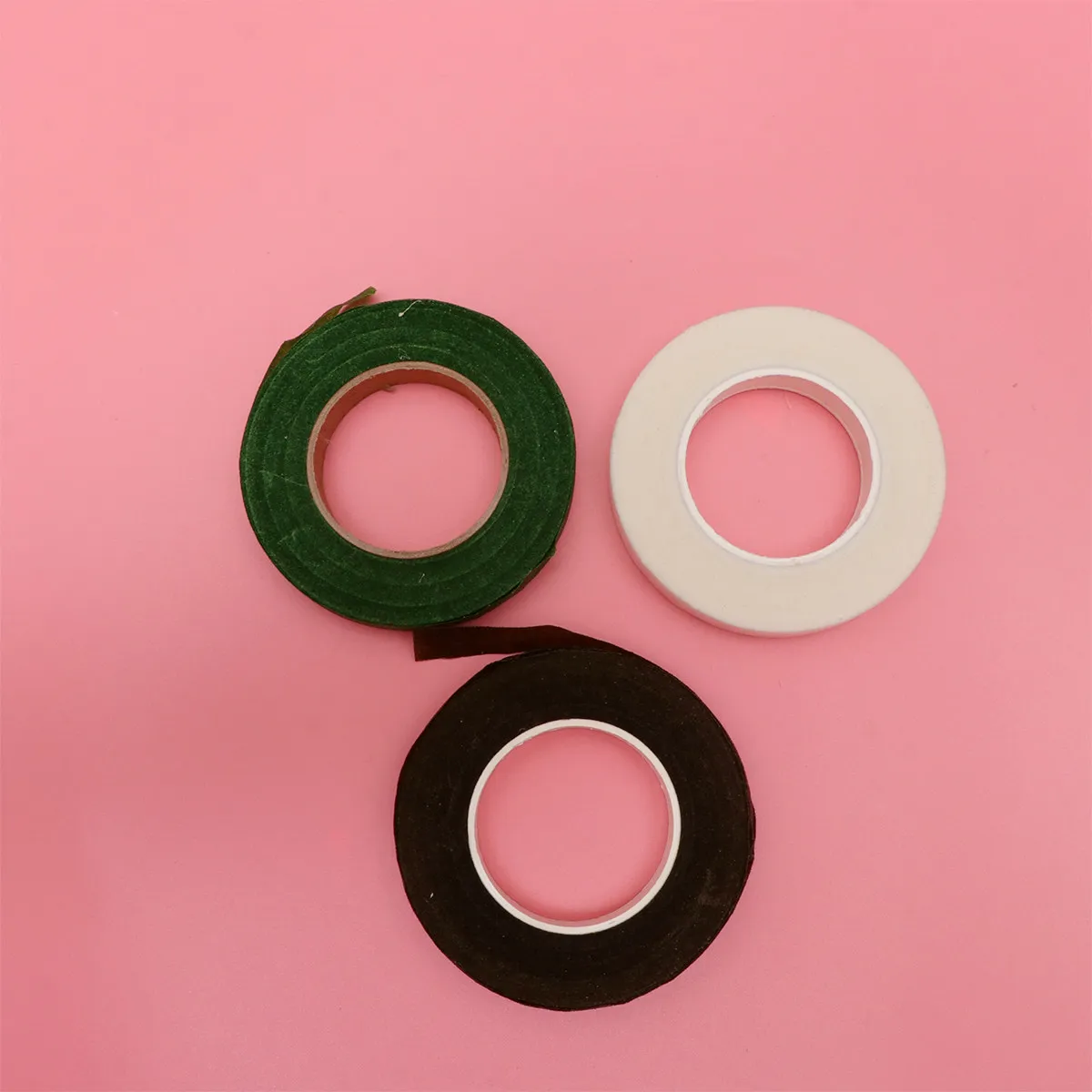 1세트 꽃꽂이 용품 키트 종이 코팅 와이어 3롤 신축성 있는 논블리드 꽃테이프 DIY 꽃다발용