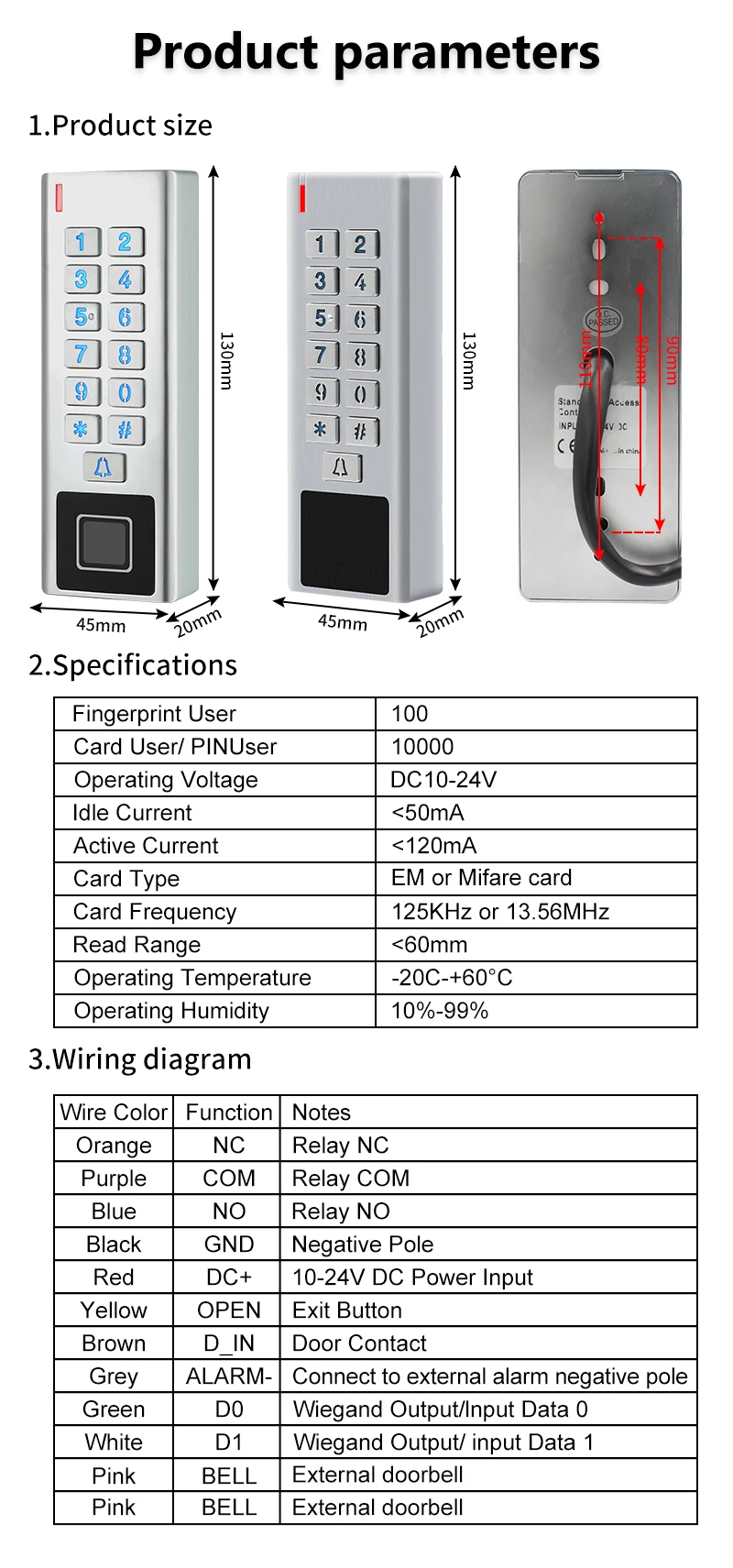WIFI App Biometric Fingerprint Access Controller Keypad Metal Waterproof RFID EM