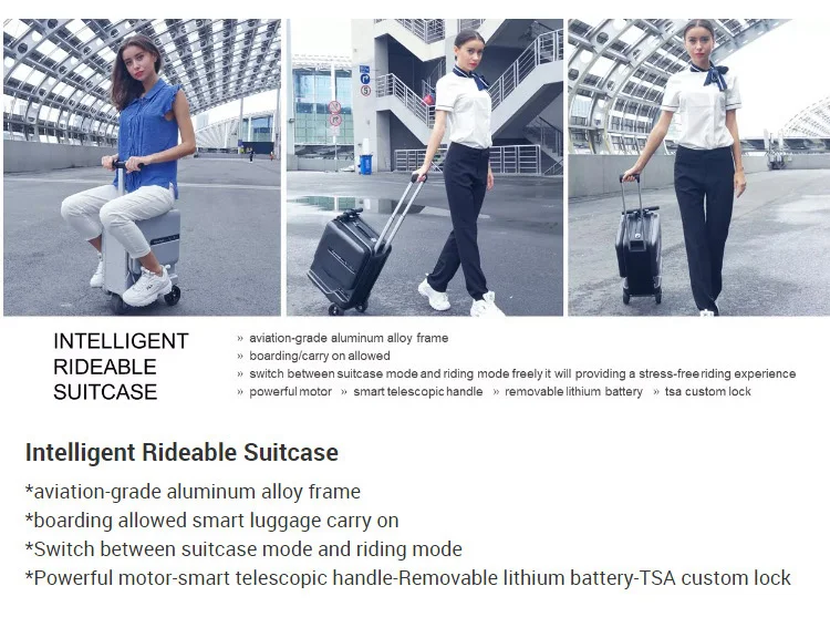 Electric Riding Trolley Travel Suitcase.Luxurious Intelligent Carry on Robot Luggage.High-capacity smart valise boarding bag