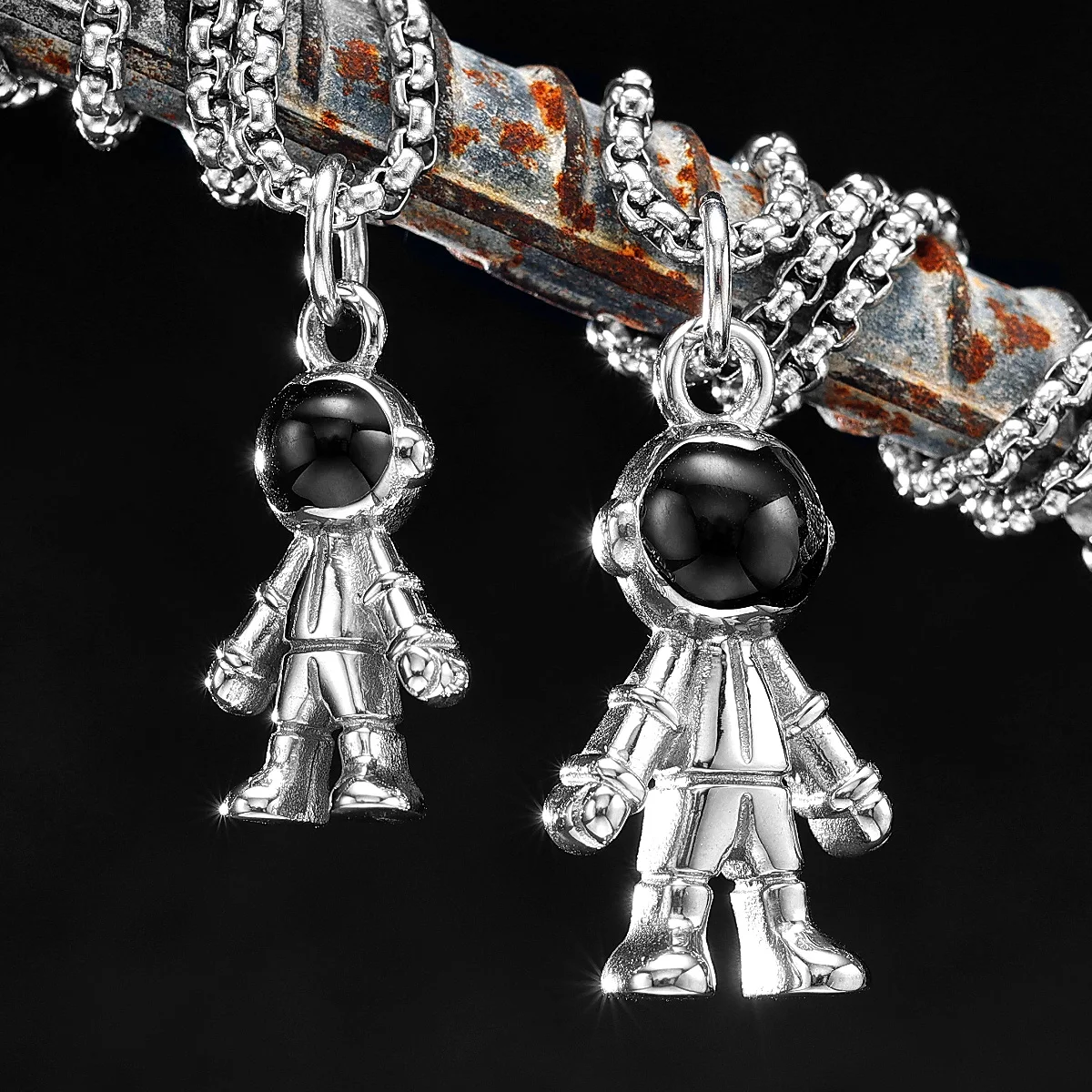 Simple Astronaut Necklaces Stainless Steel Men Trendy Hip Hop Rap Pendant Chain Party For Friend Male Jewelry Gift Dropshipping