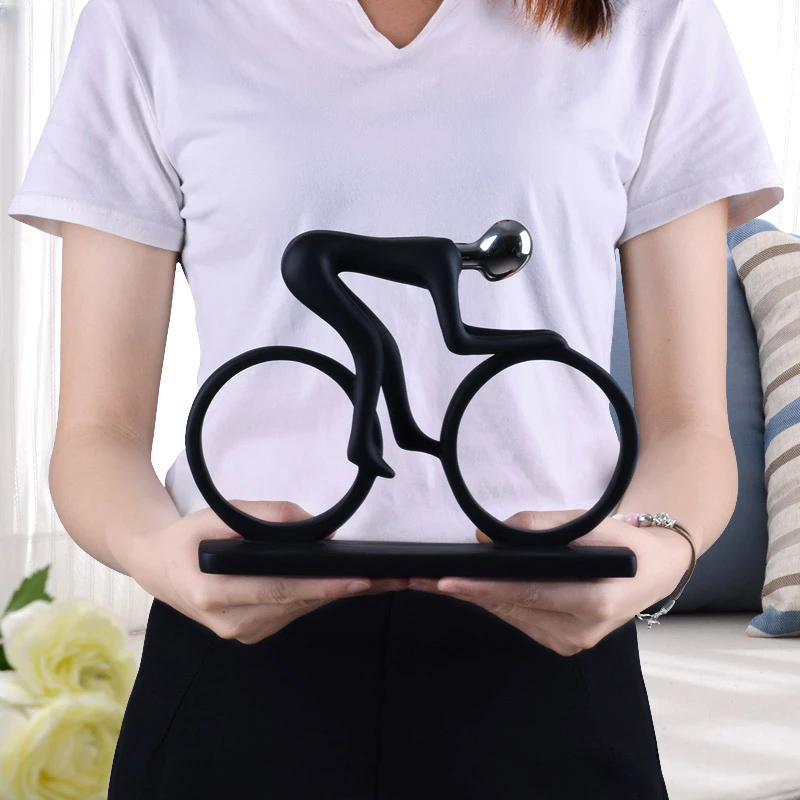 Contemporary Abstract Cyclist Sculpture - Modern Bike Racer Figurine for Home and Office Decor