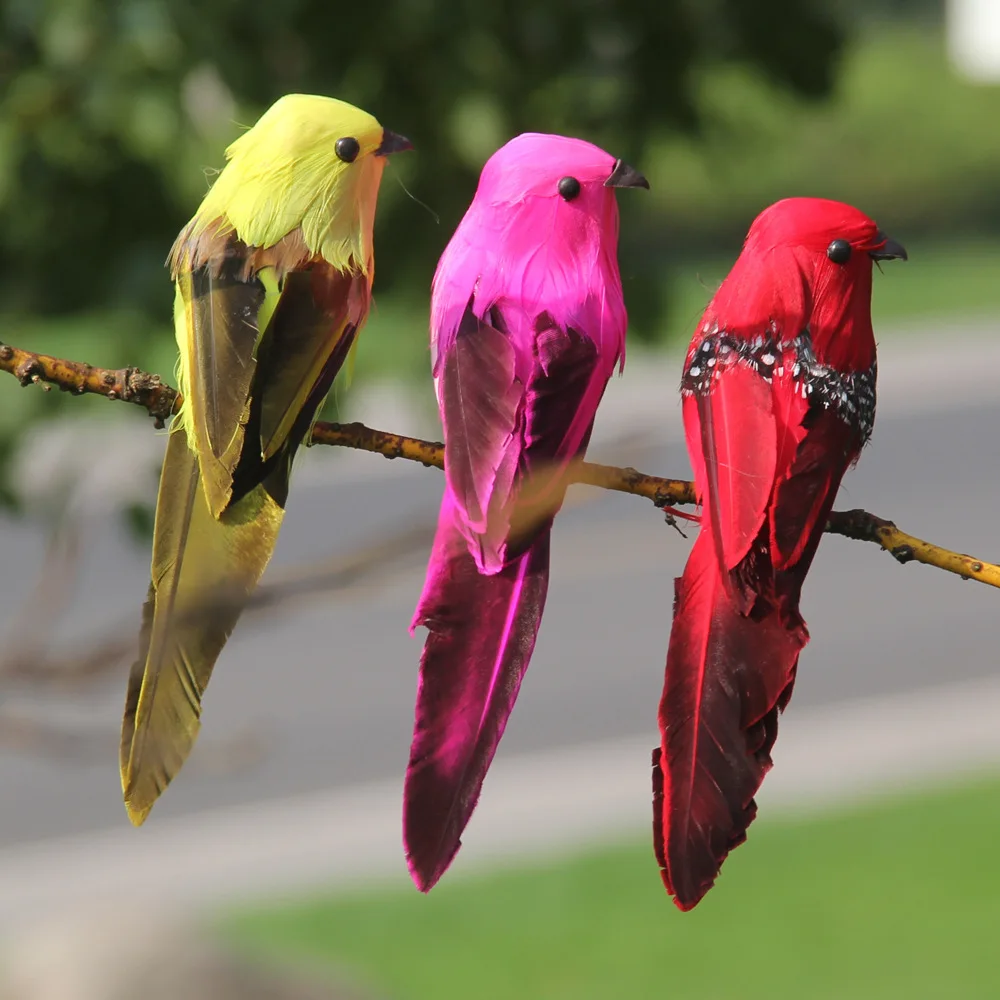 

20/25cm Creative Handmade Simulation Parrot Animal Bird Garden Bird Props Decoration Miniature Feather Lawn Doll Ornaments