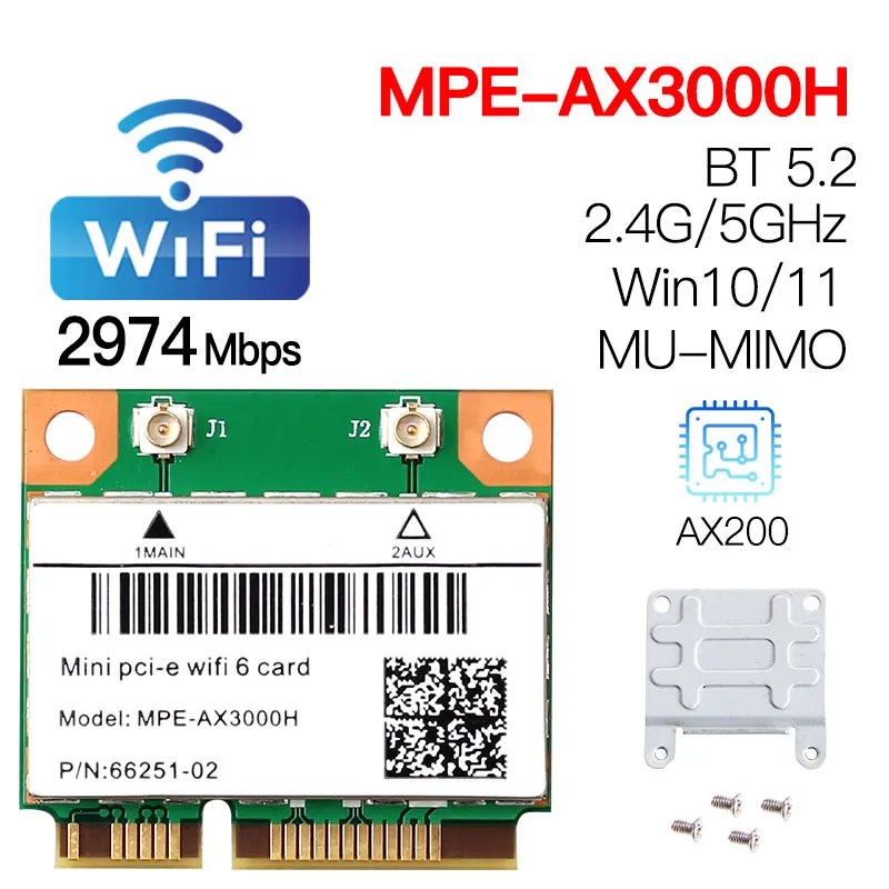 Wifi 6 Mini Pcie Network Card Bluetooth 5.2 Wireless Adapter Dual Band Ax3000 5g/2.4ghz For