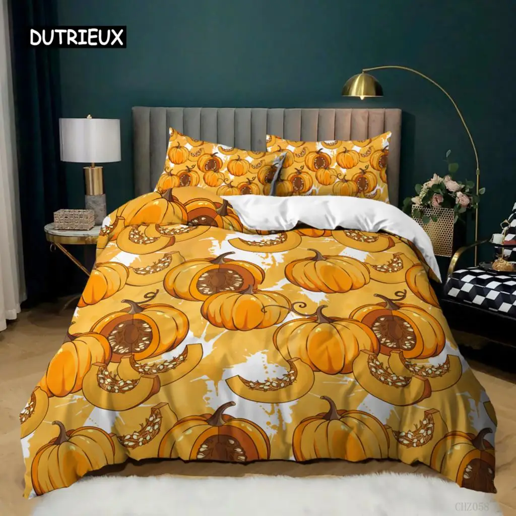 PumpkinDuvetCoverSetPumpkinHarvestingHolidayHalloween