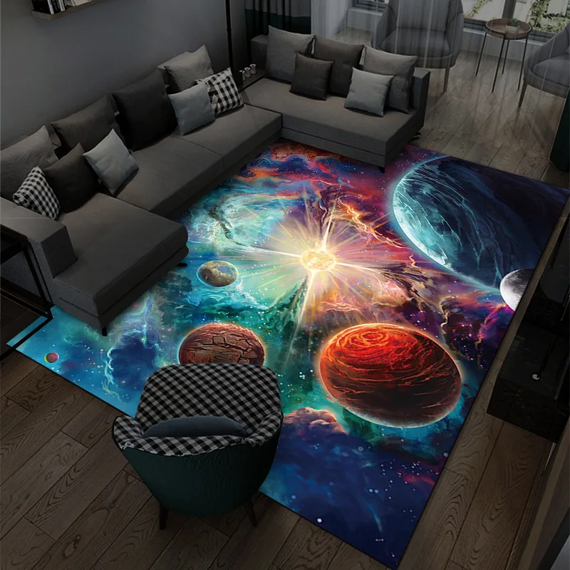 3D Planet Soggiorno Tappeto Cielo Stellato Visione Stereoscopica Decorazione Camera Da Letto Tappeto Tappetino