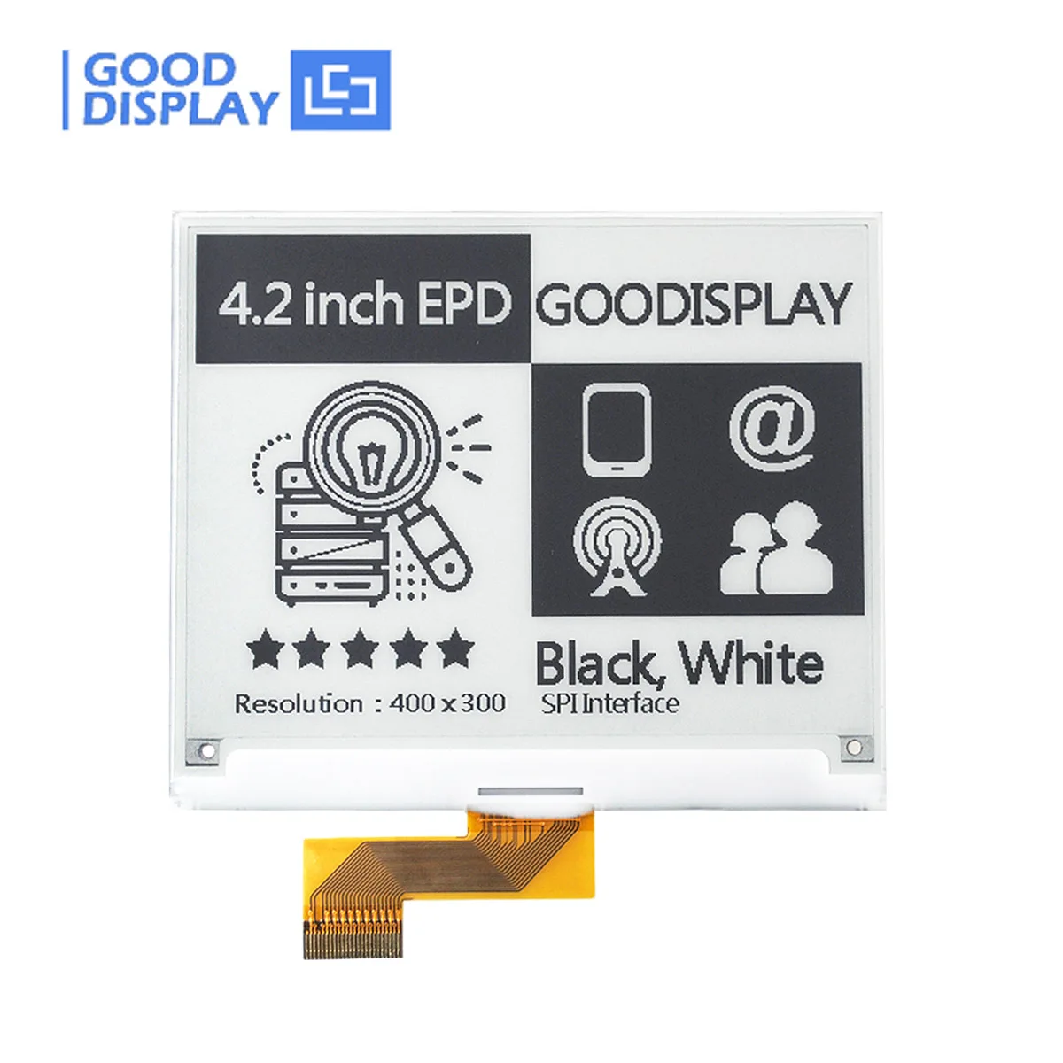 Visor Morochrome Spi E-ink para Etiquetas de Preço Digitais E-paper 4.2 Ssd1683 Gdey042t81