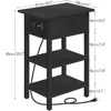 End Table with Charging Station, Flip Top Bedside Table with USB Ports, Narrow Nightstand with Storage Shelves, for Small Space 3