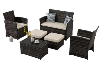 6-Piece Wicker Patio Conversation Set 1