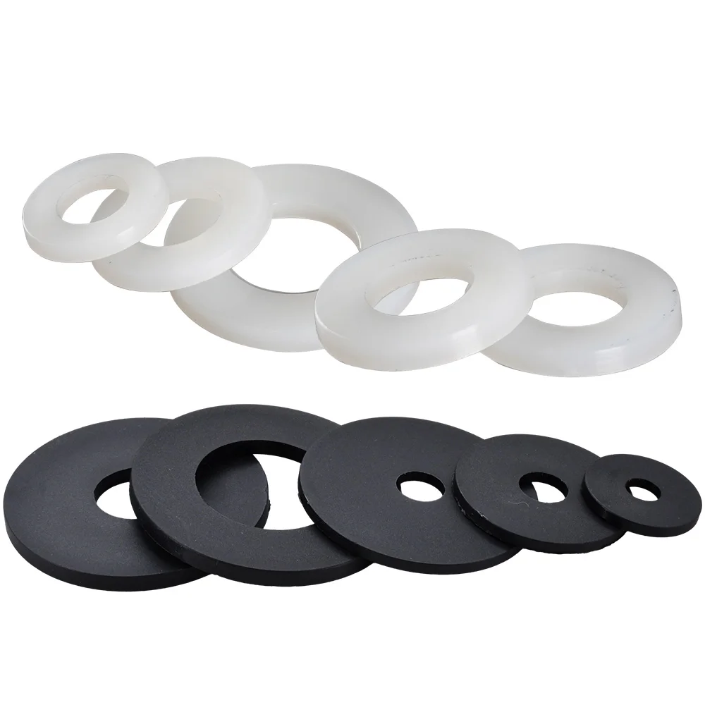 Nylon Plastic Insulation Spacer M2 M3 M4 M5 M6 M8 M10 M12 M14 M16 M18 M20 M22 M24 Plastic Insulation Spacers Seals Black White Flat Gasket Ring