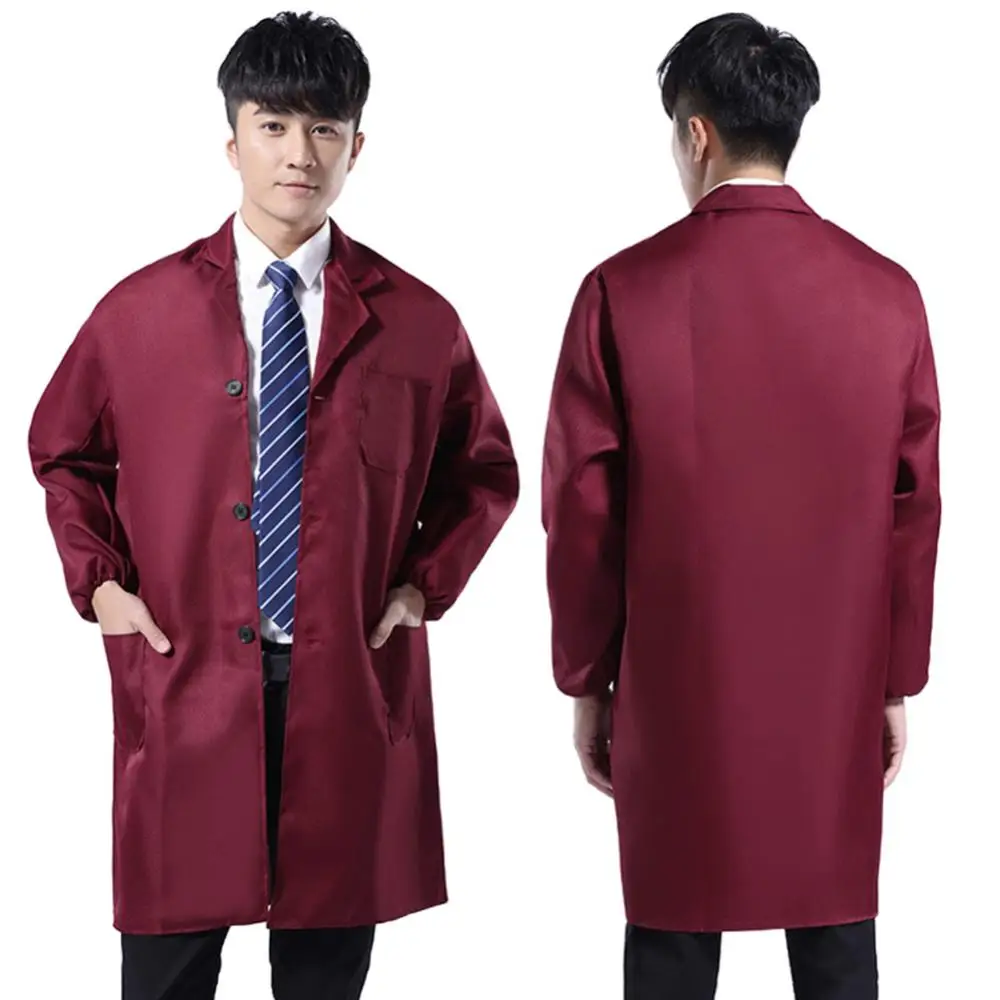 Dustproof Men Work Clothing Long Short Sleeve Buttons Pockets Warehouse Lab Coat Work Dust Coat