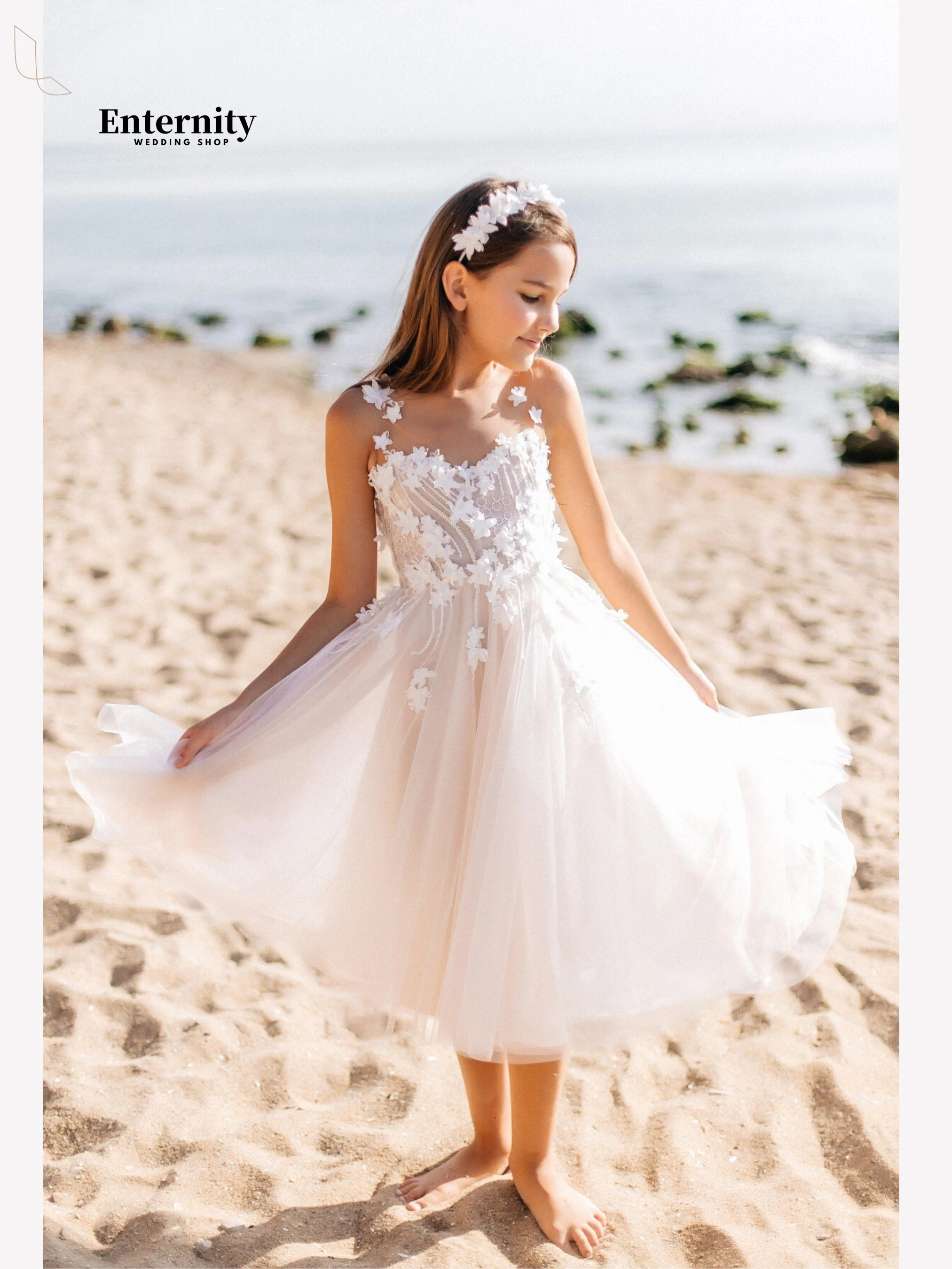 Flower Girl Sweetheart A Line Wedding Party Dress Sleeveless Birthday Party Knee Length First Communion Dress