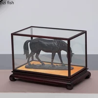 Purple Sandalwood Display Stand Glass Cover Decorations Display Box Dust Cover Storage Box Decorative Tray Closet Organizer 2
