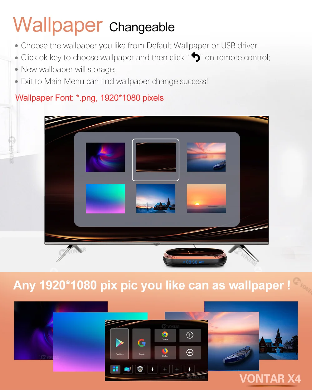 VONTAR X4 S905X4 Smart TV Box Android 11 Wifi BT AV1 Media Player 4K 1000M