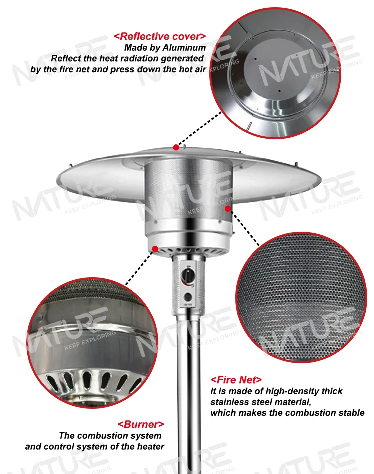 Outdoor Design Patio Heater And Chimeneas Gas Lighting Control System Flame Heat