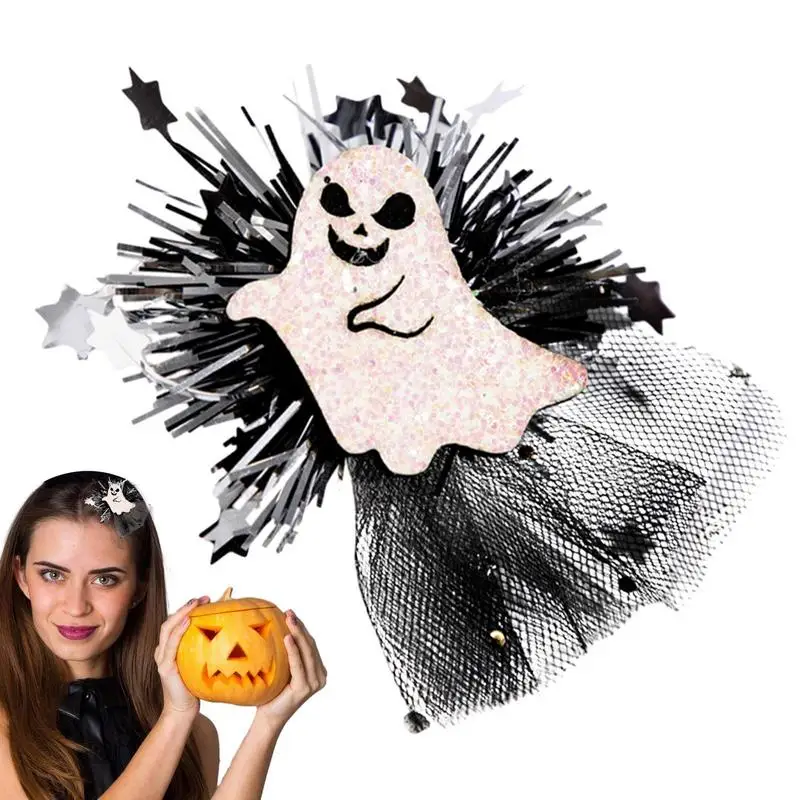 Halloween Glitter Hair Clips For Kids Non-Woven Hair Clips Comfortable Glitter Headband For Halloween Masquerade Role Play Stage