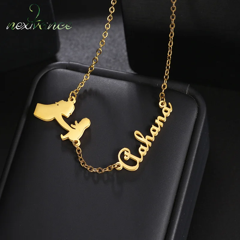 

Nextvance Custom Name Baby Mom Necklace For Women Stainless Steel Personalized Nameplate Pendant Newborn Jewelry Gifts Free Ship