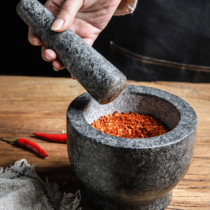 

Granite garlic paste manual garlic paste machine Stone mortar household grinding bowl pound garlic paste machine clay cookingpot