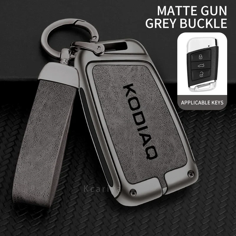 

Zinc Alloy Car Remote Control Key Case Cover Holder Shell Fob for Skoda Kodiaq Protection Key Chain Buckle Keyless Accessories