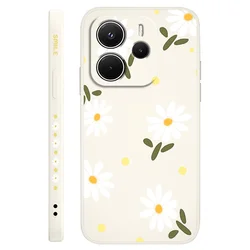 Elegant Daisy Liquid Silicone Phone Case - Enhanced Protection & Style for Redmi Note12 5G (White)