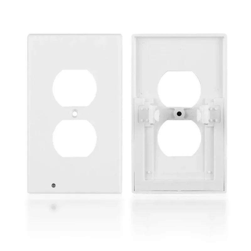 Duplex Electrical Outlet Modern Plugboard Plug-In Electrical Receptacle Wall Plate With LED Night Lights-Auto On/Off Sensor wall touch switch socket pixel style switch board