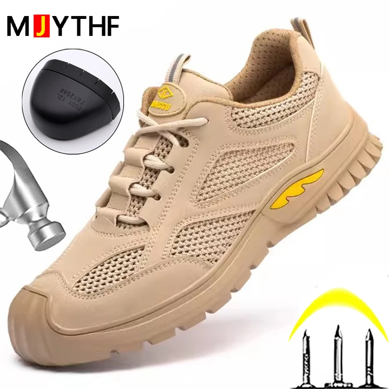 

Breathable Mesh Industrial Shoes Men Work Sneakers Steel Toe Cap Safety Shoes Wear Resistant Men Indestructible Shoes Protective