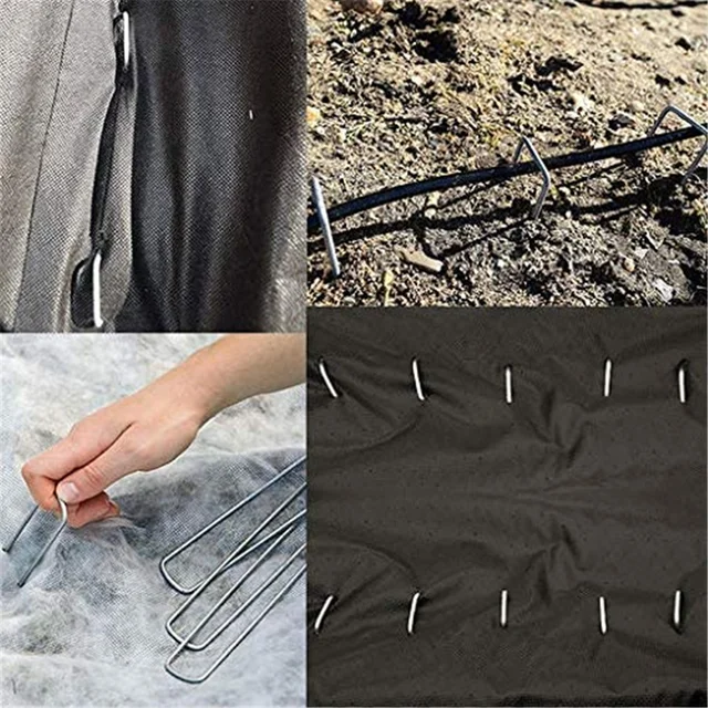 100 Pcs Kerti Tét Horganyzott Táj Kapcsok Nagy Teherbírású U Alakú Gyeperítés Rögzítő Csapok A Gyomi Gátszövet -Talajhoz - Image 5