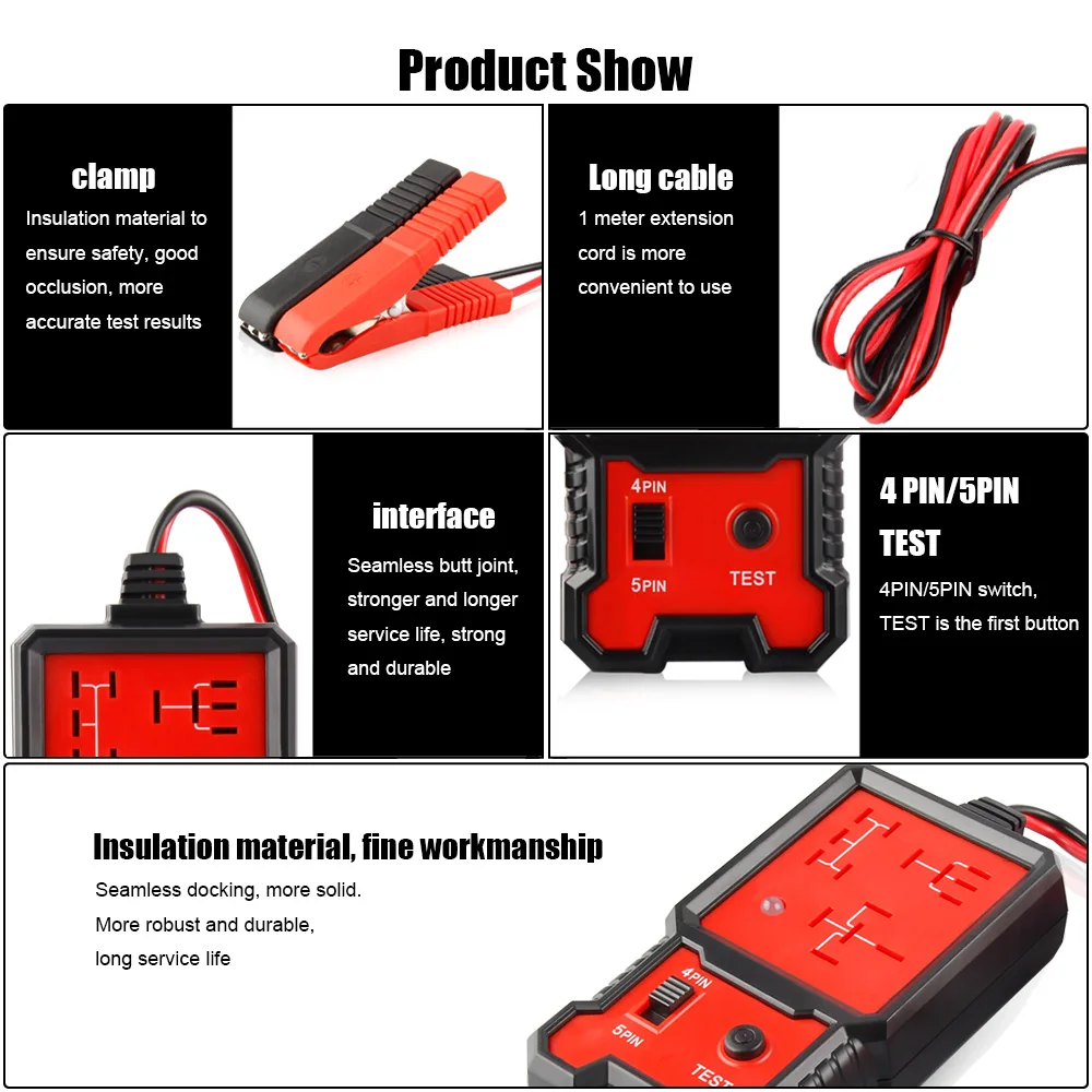 Testeur de relais de voiture Testeur de relais automobile électronique  universel 12v / vérificateur de batterie de voiture