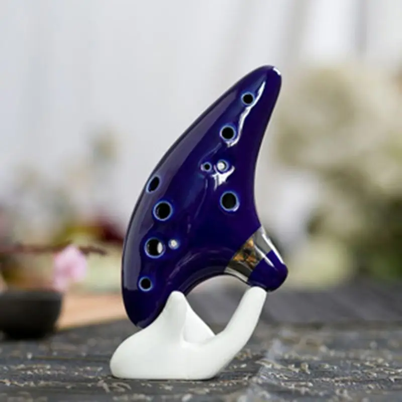 1 Piece White Ceramic Handcrafted Hand Holder Support Stand For 6 Holes/ 12 Holes Ocarina Ceramic Base Finger