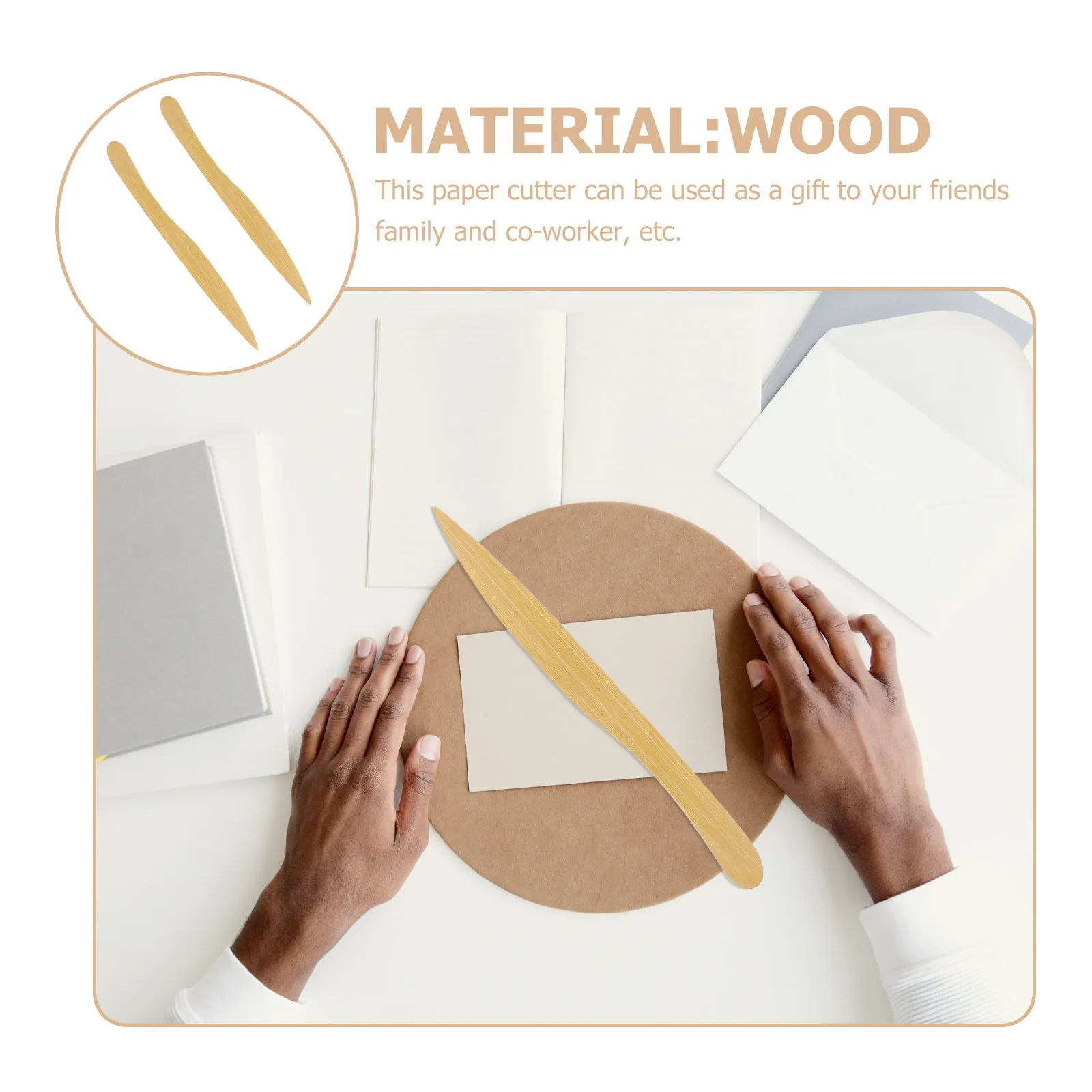 2Pcs 천연 경재 편지 오프너 소형 전문 봉투 커터 다기능 메일 오프너 사무실 학교 아트 페이퍼