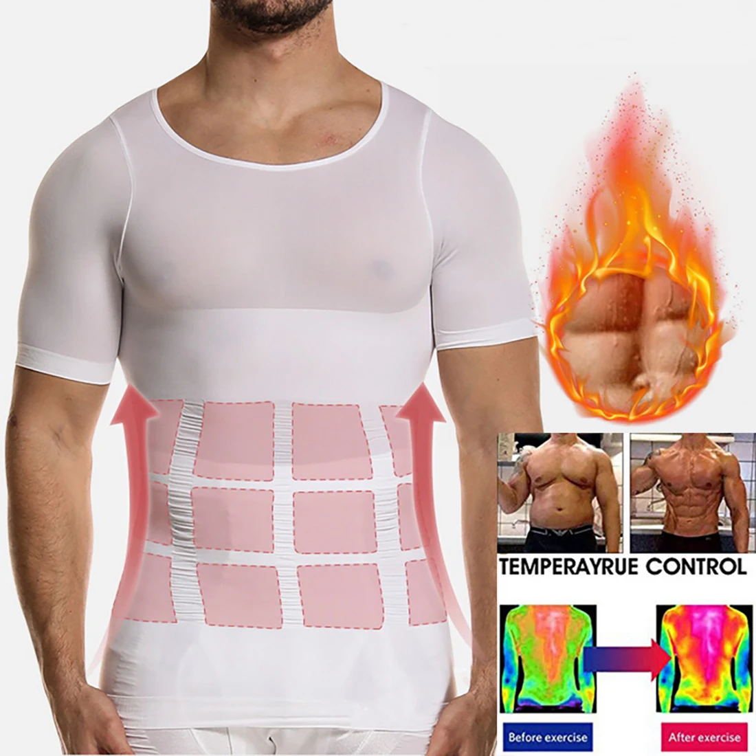 Men Body Toning T Shirt Body Shaper Corrective Posture Shirt Slimming