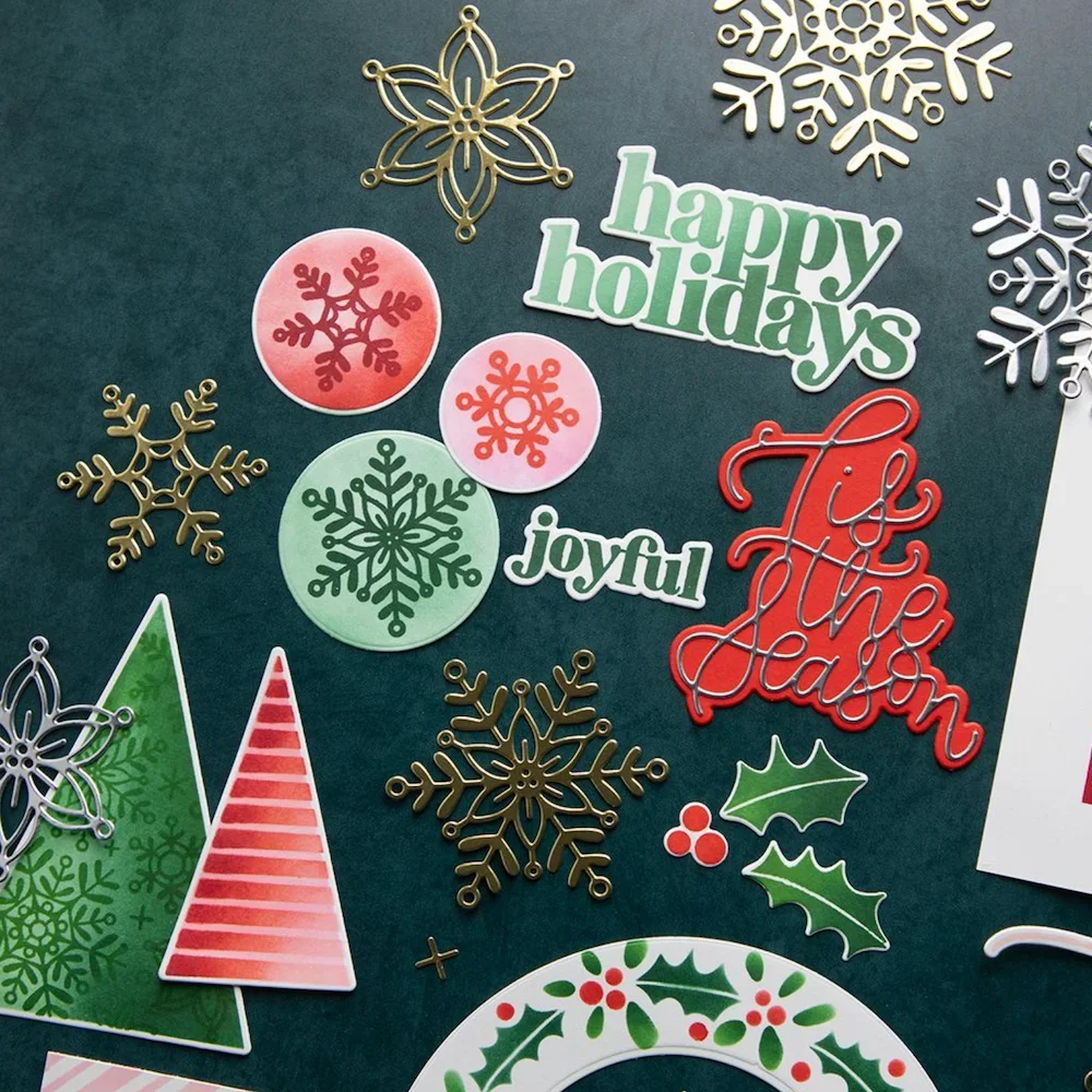 Christmas Alphabet Snowflake Tree Collect Metal Cutting Dies Clear Stamps Stencil DIY Decorating Scrapbook Paper Album New