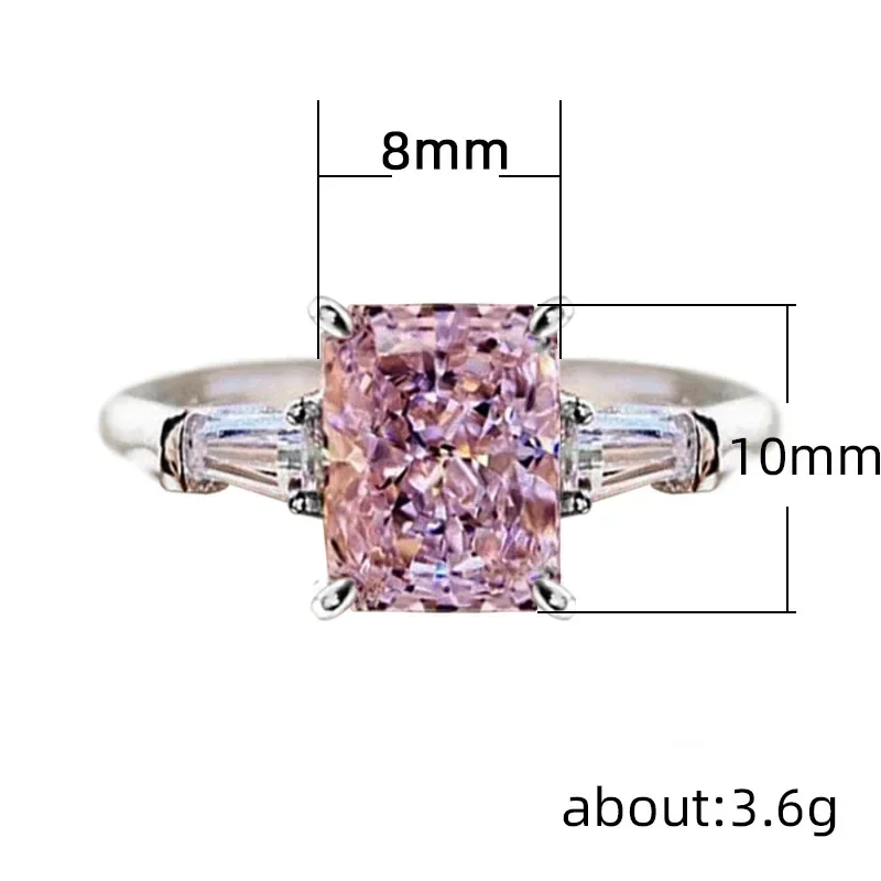Square Pink Cubic Zirconia Ring for Women Engagement Rings Gift wedding rings finger rings fashion rings engagement rings zircon rings fashion ring crystal rings stone rings