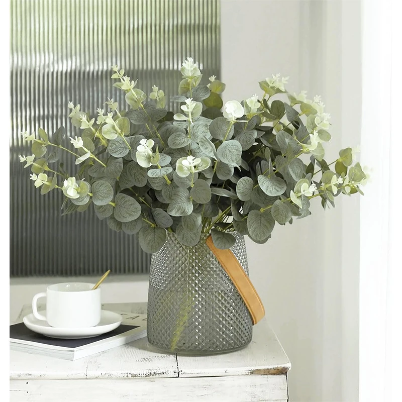 5/10/20Pcs Eukalyptus Blätter Künstliche Pflanzen Bouquet Für Home Room Decor Garten Hochzeit Dekoration DIY Kranz girlande Zubehör – Detail 6